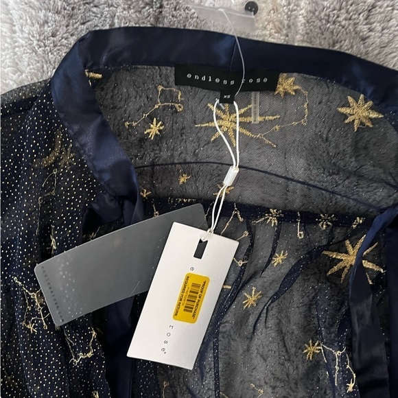 Endless Rose 
Embroidered Constellation Sheer Chiffon and Satin Blouse - Picture 5 of 5